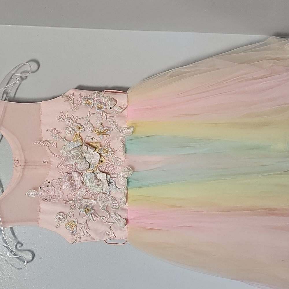 Pastel Floral Embroidered Kids Dress